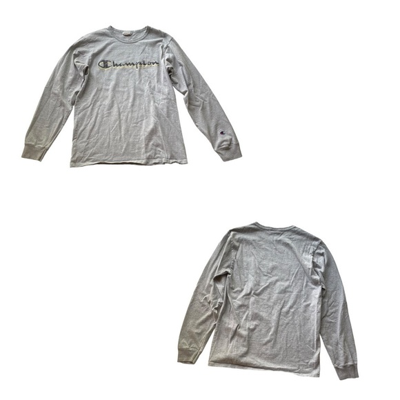 CHAMPION Vintage Streetwear Long Sleeve Tee Shirt Gray Size Medium Camouflage - Picture 7 of 7